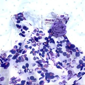 Blueberi Boulevard Purple & Lavender Lilac Floral Satiny Baby Romper LIKE NEW!